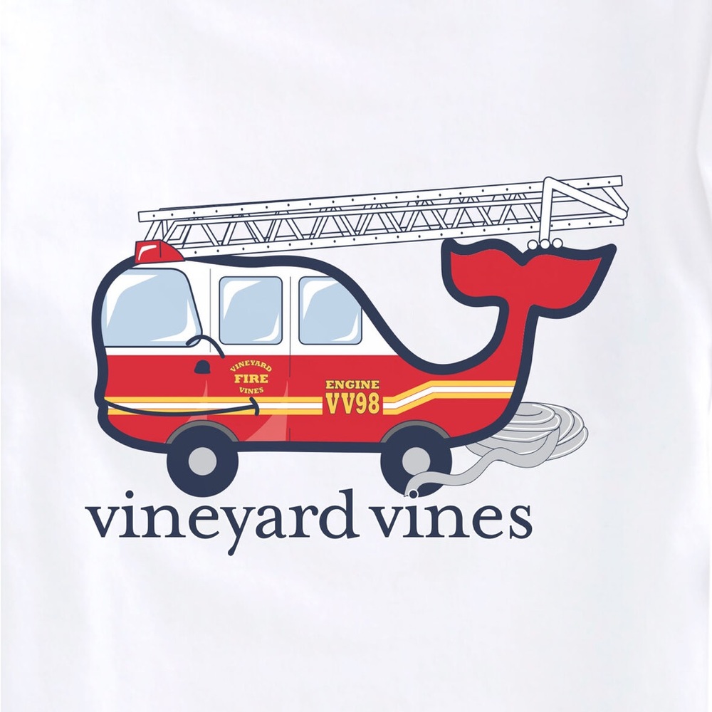 NWT Vineyard Vines Firetruck Whale Long Sleeve Pocket Tee (Boys’ Size XL)